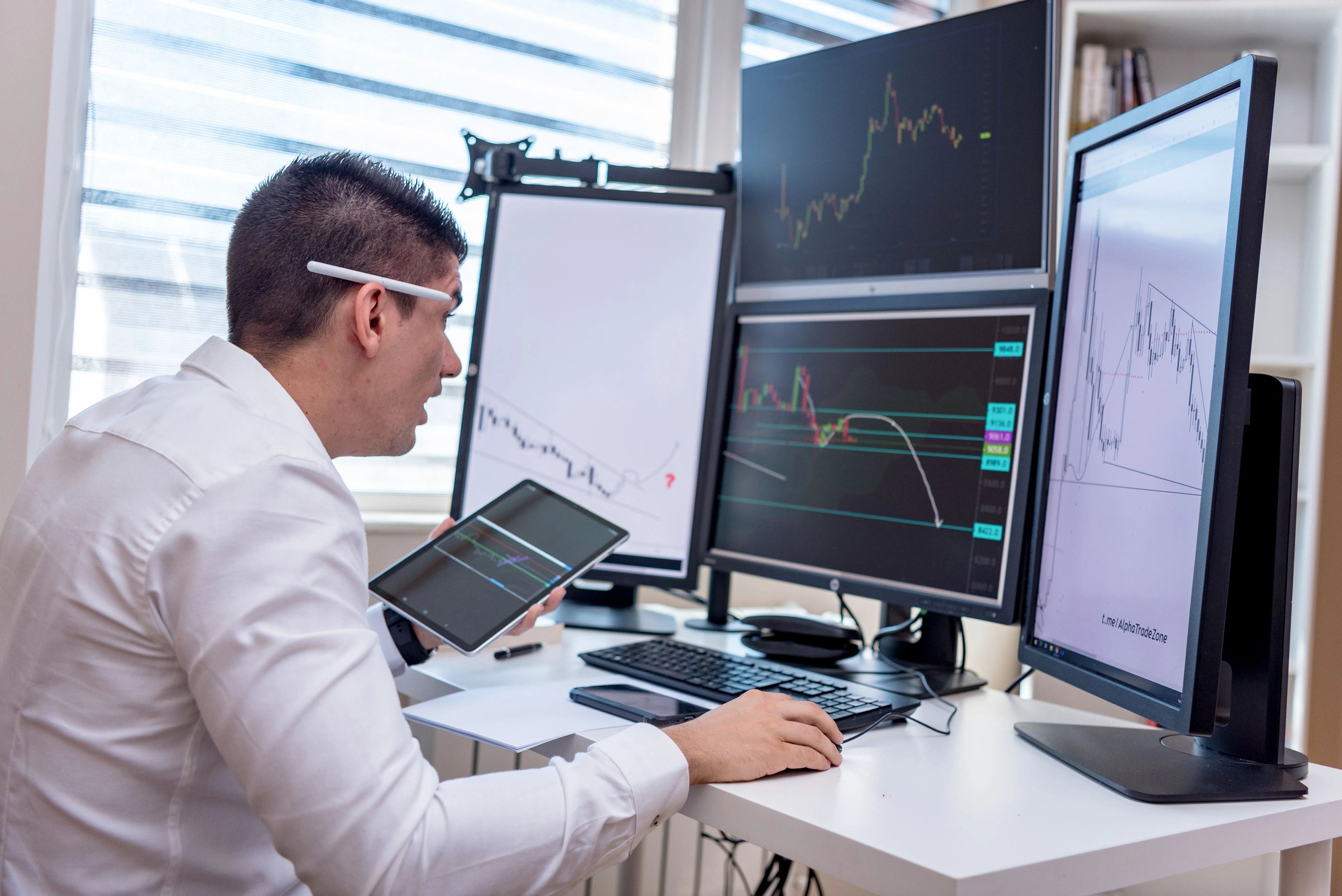 Man checking graphs
